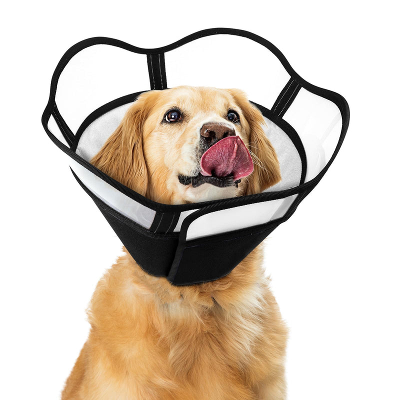 Dog Cones for Large Dogs, Soft Dog Cone Collar for Medium Dogs, Comfortable Dog Cone Alternative to Stop Licking, Adjustable Large Dog Cone for Dog After Surgey (BlackGrey, L) BlackGrey