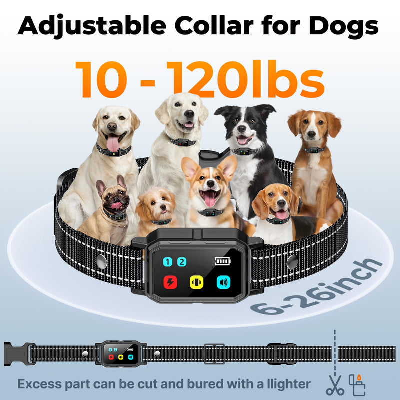 AI Dog Shock Collar 2 Dogs (10-120Lbs) - 3300FT Dog Training Collar with Remote, IPX7 Waterproof Collar with Beep, Vibration, Safe Shock for Large Medium Small Dogs, Keypad Lock and Flashing Light Black - PawsPlanet Australia