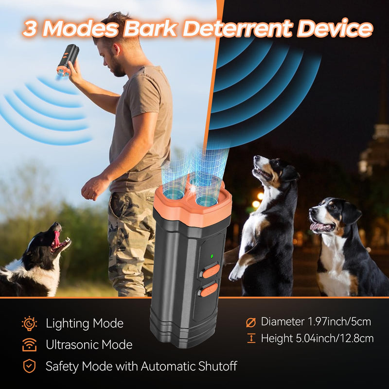 Dog Bark Deterrent Device 3X Ultrasonic Dog Bark Deterrent, 2500MAh Battery, 32FT Range, Rechargeable Anti Barking Device with Flashlight, Safe & Humane Dog Behavior Aids Indoor Outdoor Use - PawsPlanet Australia