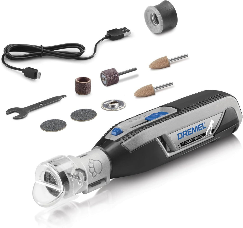 Dremel 7300-PT 4.8V Cordless Pet Dog Nail Grooming & Grinding Tool, Safely & Humanely Trim Pet & Dog Nails, Grey Medium