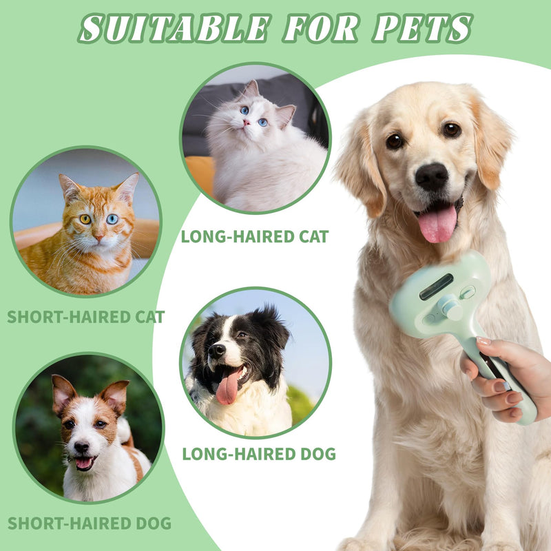 Self-Cleaning Spray Cat Brush for Shedding, Removes Static Flying Hair, and Works Wonders for Both Long and Short-Haired Pets 2 In 1 Cleaning Brush for Cats And Dogs Grooming green - PawsPlanet Australia