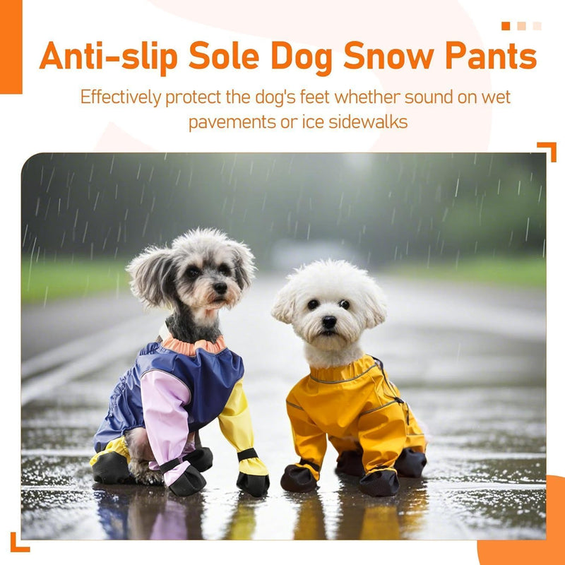 Waterproof Dog Boots Rain Boots with Suspender, Dogs Shoes Paw Protector for Small Medium Puppy, Anti-Slip Doggy Boot Belly Protector, Rain Booties Snow Pants Dogs Suspender Booties Leggings(XS,BLUEF) Blue_ X-Small