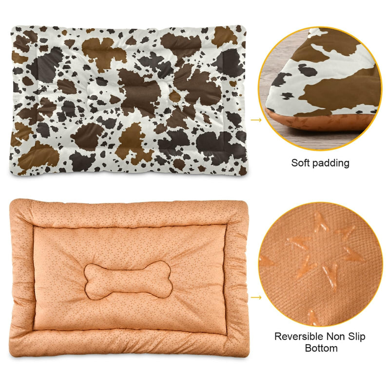xigua Cow Print Pet Dog Bed, Soft Comfortable Pet Mat Anti-Slip Bottom Machine Washable Dog Crate Pad for Small Medium Large Dogs - PawsPlanet Australia