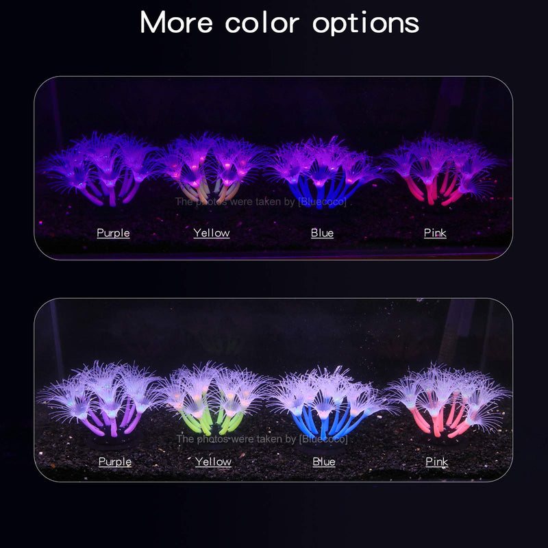 Soft Silica Gel Moves Naturally with Water Flow, Aquarium Decorations Glow in The Dark, Glowing Coral Ornaments for Fish Tank Decorations (Yellow, Sunflower) Yellow - PawsPlanet Australia
