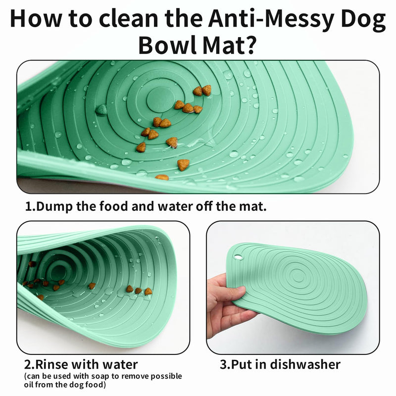 Fhiny 3PCS Silicone Pet Food Mat, 9.5" Round Waterproof Non-Slip Dog Cat Bowl Placemat Preventing Feed and Water Overflow Suitable for Medium Small Bowl Dish Plate Protect Floor (Green, 9.5" Dia) 9.5"Dia Green - PawsPlanet Australia