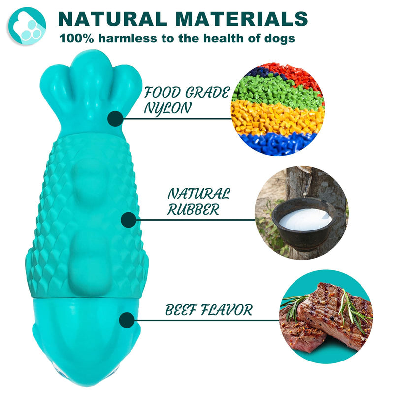Dog Chew Toys for Aggressive Chewers, Indestructible Dog Toys for Aggressive Chewers, Tough Dog Toys for Large Dogs, Squeaky Dog Toys, Strong Dog Toys, Super Chewer, Heavy Duty Cyan NylonFish - PawsPlanet Australia