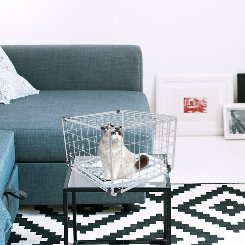 VANZACK 1pc Foldable Cat Cage for Pets Transparent Design Iron Carrier for Cats Under for Bathing and Travel Practical Pet Supplies 30x30cm White - PawsPlanet Australia