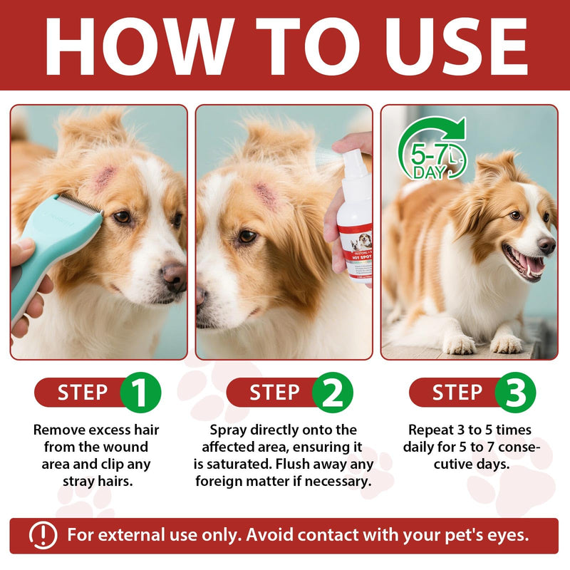 Hot Spot Itch Relief Spray for Dogs Anti-Itch Hot Spot Treatment, Pet Wound Care Spray for Skin Itchy, Irritated Skin, Allergy, Skin Rashes, Moisturiser for Dry Skin - 100 ml