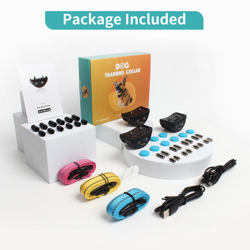 PetJoy Dog Bark Collar, Automatic Barking Collars, Bark Shock Collar with 5 Adjustable Levels of Sensitivity, Barking Training Collar IPX7 Waterproof, Bark Collar 3 Packs Bark 301 - PawsPlanet Australia