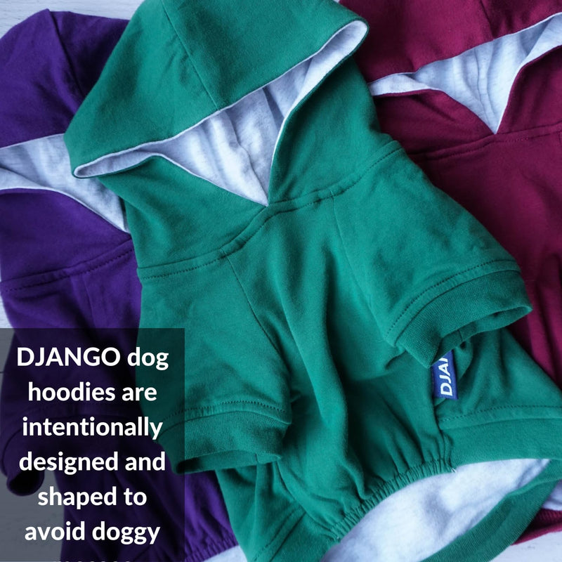 DJANGO Dog Hoodie and Super Soft and Stretchy Sweater – Fully Lined with Elastic Waistband, Leash Portal, and Back Pocket (Dark Fuchsia Purple, Small) Dark Fuchsia Purple