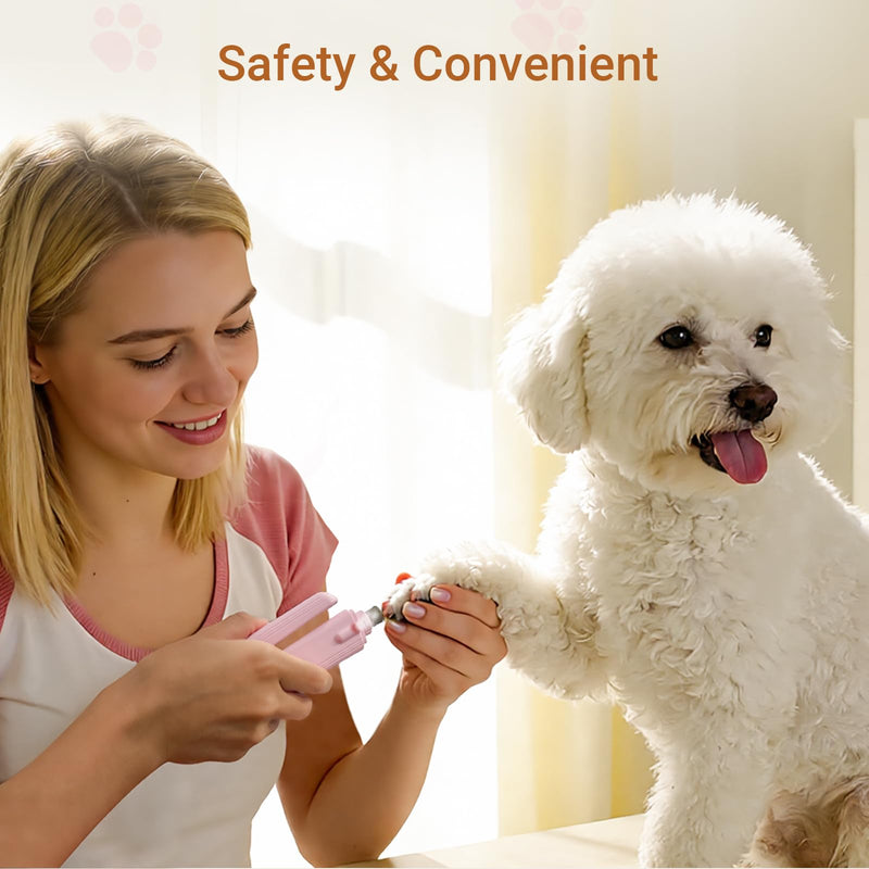 2 in 1 Dog & Cat Nail Clippers Grinder with Lights, Quick Sensor Safety Guard & Ultra-Quiet USB Rechargeable Cat & Dog Nail Trimmers for Pets Nail Grinder with 2 Bells for Women(Pink) - PawsPlanet Australia