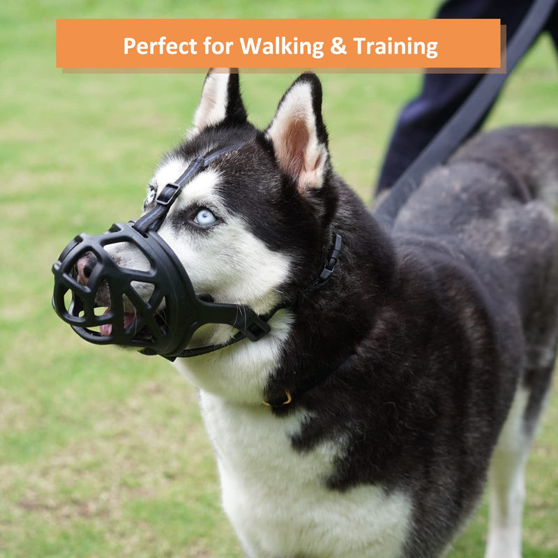 BARKLESS Dog Muzzle, Basket Muzzle for Biting, Chewing and Scavenging, Humane Cage Mouth Cover, Perfect for Grooming and Training Medium Aggressive Reactive Dogs (M, Black)