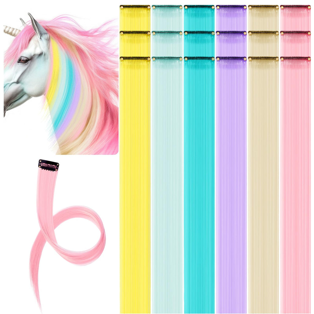 18 Pcs Unicorn Horse Accessory Clip in Hair Extensions for Mane and Tail Tack Horse Stuff Pony Hair Tinsel for Real Horses Western Bride Horse Lover and Girls Birthday Cute Unicorn Color - PawsPlanet Australia