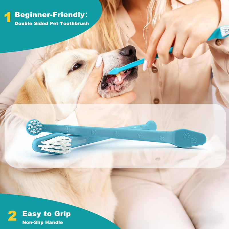 Dog Toothbrush Kit, 360-Degree Finger Three-Sided Design, Replaceable Brush Heads, Easy Teeth Cleaning and Dental Care (7 Pack) 7 Pack