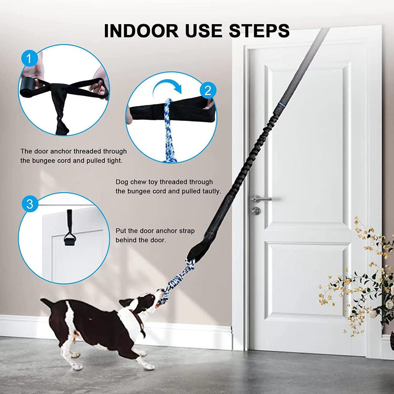 Spring Pole Dog Rope Outdoor Tug of War Toy for Pitbull Medium to Large Dogs Bungee Hanging Exercise Ropes Muscle Builder Interactive Toys (Dog Rope Toys) Black Spring Pole Dog Rope Toys - PawsPlanet Australia