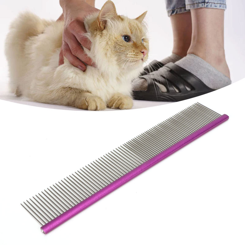 Greyhound Comb For Dogs, Metal Dog Comb Dog Combs with Rounded Ends Dog Comb Cat Comb For Removing and Knots Grooming Tool For Long Short Haired Dog (Purple 19cm/7.5in) Purple 19cm/7.5in - PawsPlanet Australia