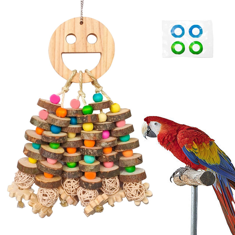 Large Parrot Toys, Multi-Color Wooden Block with Halloween Shape Bird Chewing Toy Parrot Cage Bite Toy for Macaws Cokatoos African Grey and Large Medium Parrot Birds