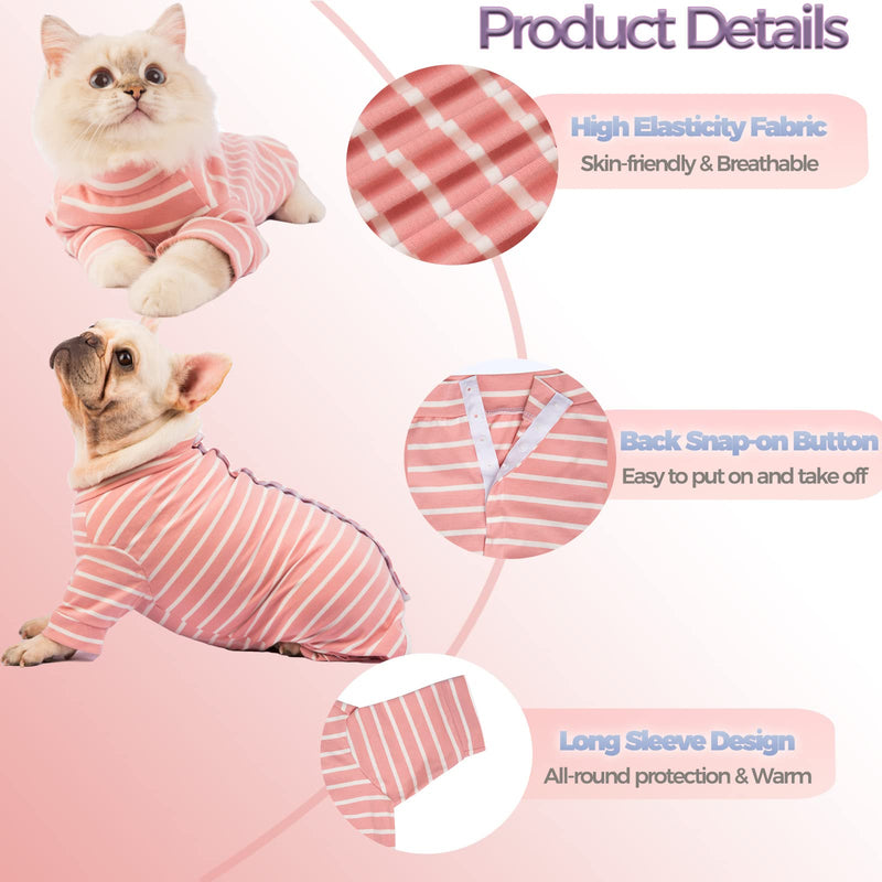 Dog Surgery Recovery Suit - Puppy Cat Onesie for Shedding Skin Disease Wound Protection, Medical Pet Surgical Suit w/Long Sleeve, Dog Pajamas (Pink, Medium) PINK - PawsPlanet Australia