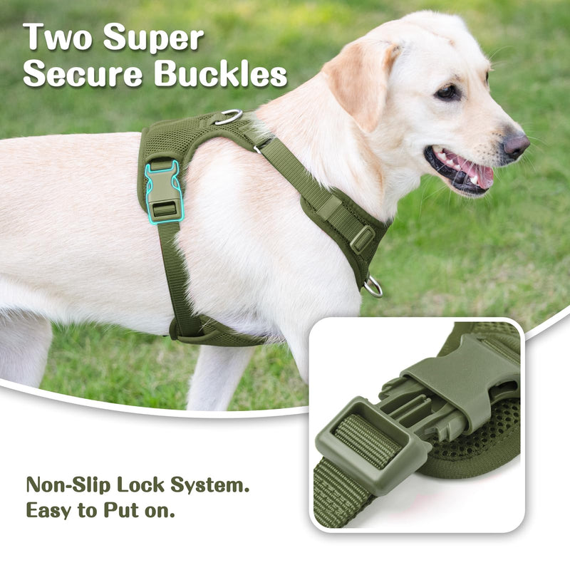 No Pull Dog Harness for Small Medium Large Dogs - Adjustable 2 Layer Mesh Dog Vest with Dual Clip, Escape Proof, Quick Release, Lightweight Breathable Mesh for Walking Hiking (Misty Green,M) M(Neck:18.5-25.6",Chest:20.9-30.7") Misty Green - PawsPlanet Australia