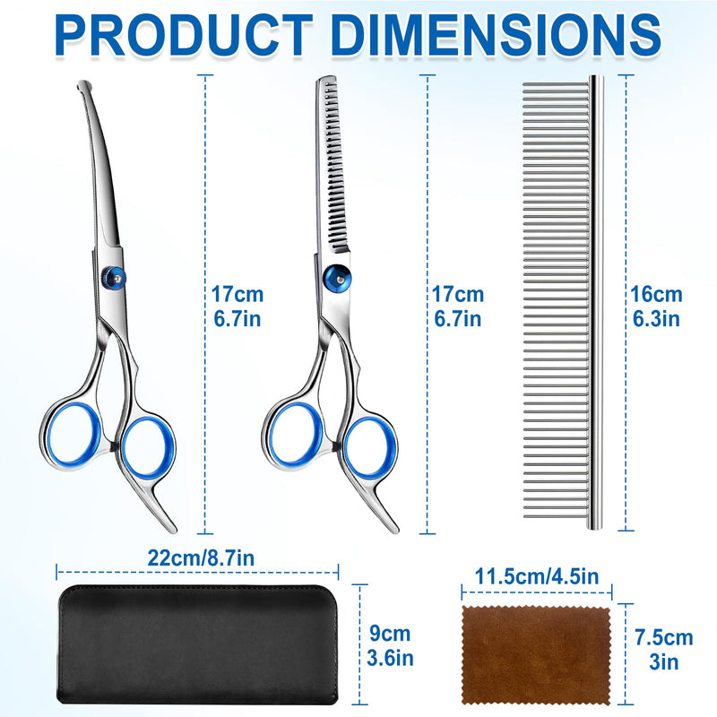 5 Piece Dog Grooming Scissors Set Professional Stainless Steel Pet Hair Trimming Scissors with Safety Round Tips for Dogs Cats Home Use - PawsPlanet Australia