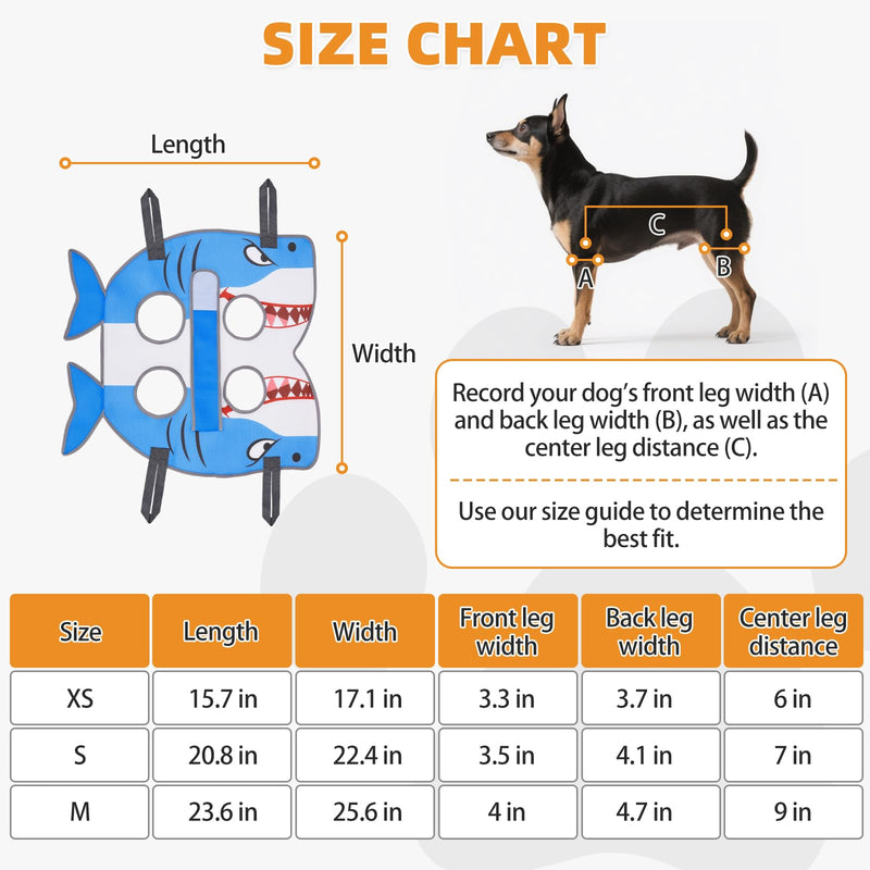 Dog Grooming Hammock for Small Dogs Cats, Cute Shark Design Dog Hanging Harness for Nail Trimming/Clipping, Pet Sling with Grooming Kit and Thick Neck Support & Strap Restraint Claw Care, S Blue Shark - PawsPlanet Australia