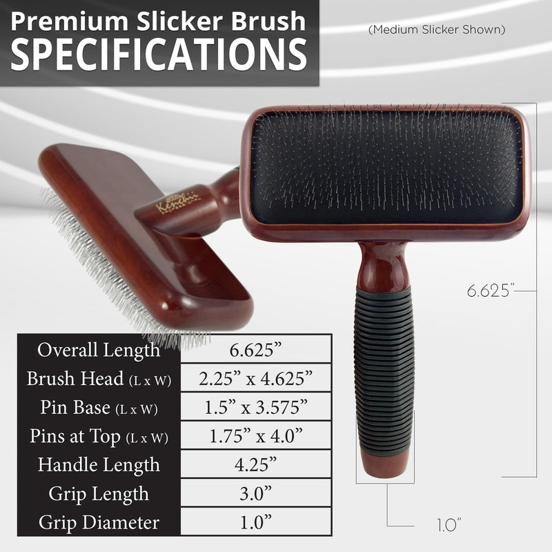 Kenchii Slicker Brush for Dogs, Professional Dog Grooming Brush for Loose Fur, Tangles, Long Short Haired, Stainless Steel Pins, Maplewood Handle, Medium - PawsPlanet Australia