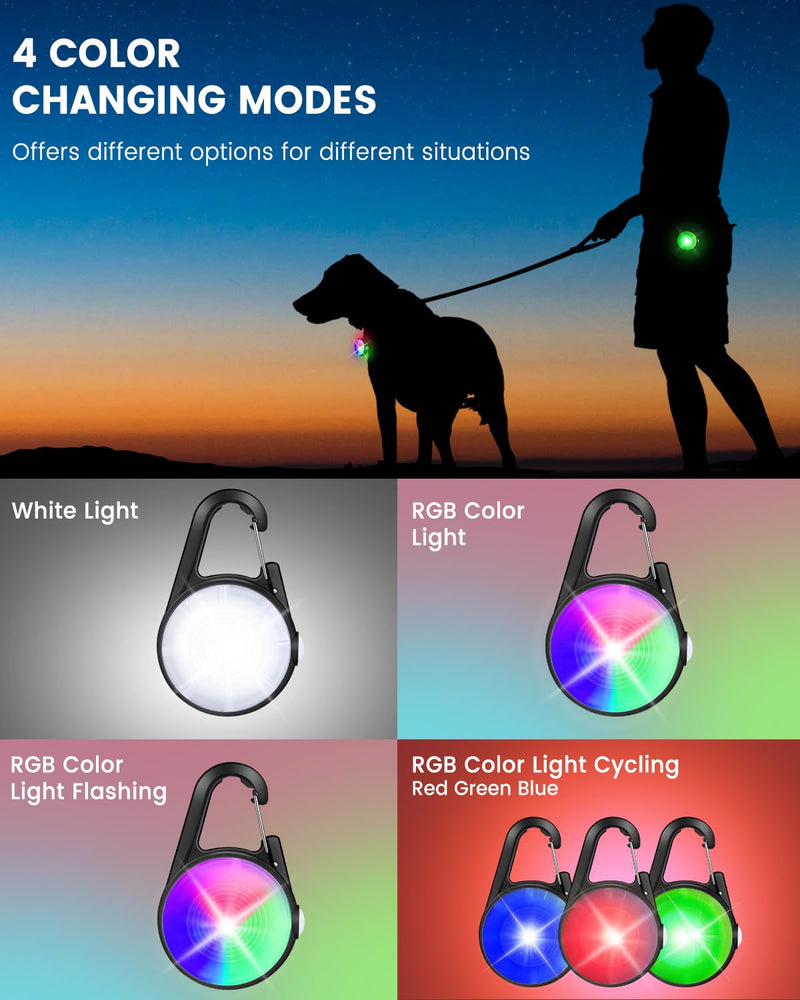 Dog Lights for Night Walking - 2 Pack 4 Modes Dog Collar Light, Rechargeable Dog Walking Light for Nighttime Clip On, IP68 Waterproof Durable Dogs Safety Light (Black) - PawsPlanet Australia