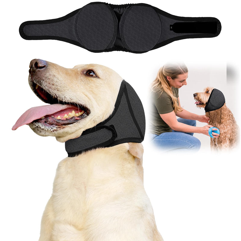 Dog Ear Defenders, Adjustable Waterproof Pet Dog Ear Protectors, Windproof and Noise Protection Comfort EarMuffs for Dogs, Suitable for Beauty Treatments Bathing Swimming Rain and Fireworks, Gray, M