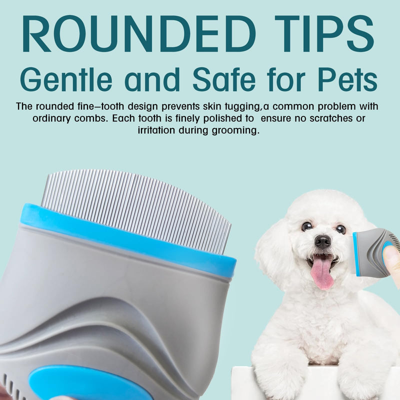 Face Comb for Dogs,Pet Grooming Combs with Rounded FineTeeth,Stainless Steel Tear Stain Remover for Dogs Cats,Lightweight & Portable Pet Grooming Brush Suitable for All Furry Pets A - PawsPlanet Australia