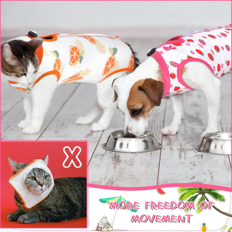 3 Pieces Cat Recovery Suit Kitten Recovery Suit E-Collar Alternative for Cats and Dogs Abdominal Skin Anti Licking Pajama Suit (Fruit Pattern,Medium) Fruit Pattern Medium - PawsPlanet Australia