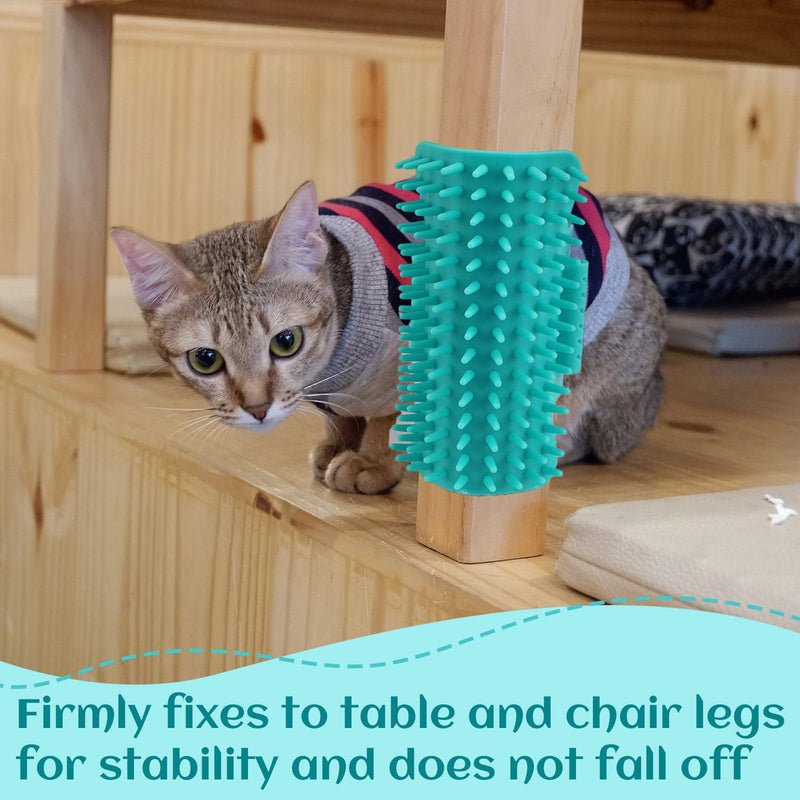 4 Pieces Adjustable Cat Self Groomer, TPR Cat Face Scratcher, Pet Self Grooming Corner Scratching Brush Tickling Comb for Long Short Hair Kitten Climbing Frames Table Legs (Mint Green) - PawsPlanet Australia