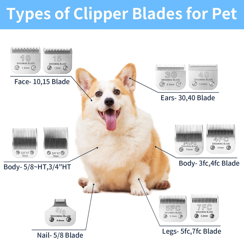 3 Pcs Size 3-3/4FC Detachable Dog Grooming Blades, Compatible with Andis, Oster A5, Wahl KM10 Series Clippers, Cut Length 13mm, Silver(3-3/4FC 13mm, 3Packs) 3-3/4FC 13mm, 3Pcs - PawsPlanet Australia