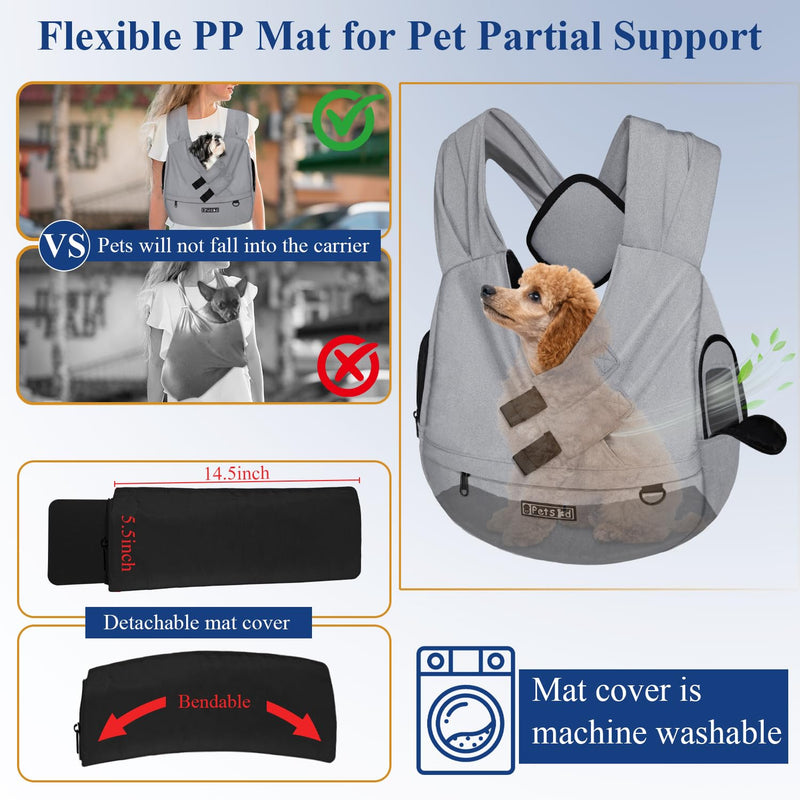Petskd Dog Carrier Sling for Small Pet 5-15 LBS, Hands Free Front Facing Cat Sling Chest Carrier with Bottom Mat and Adjustable Strap for Pets Anti-Anxiety, Walk, Vet - PawsPlanet Australia