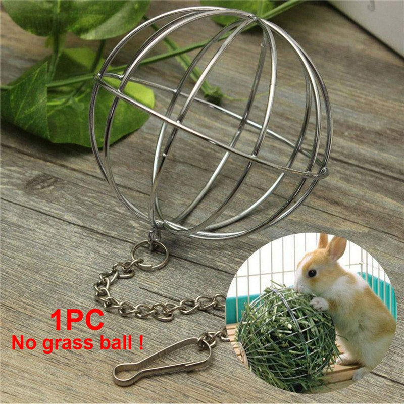 UXELY Metal Food-Ball, Guinea Pig Hay Feeder, 8/13cm Feed Ball for Rodents, Rabbit Grass Manger Holder Feeding Dispenser for Bunny, Stainless Steel Frame - PawsPlanet Australia