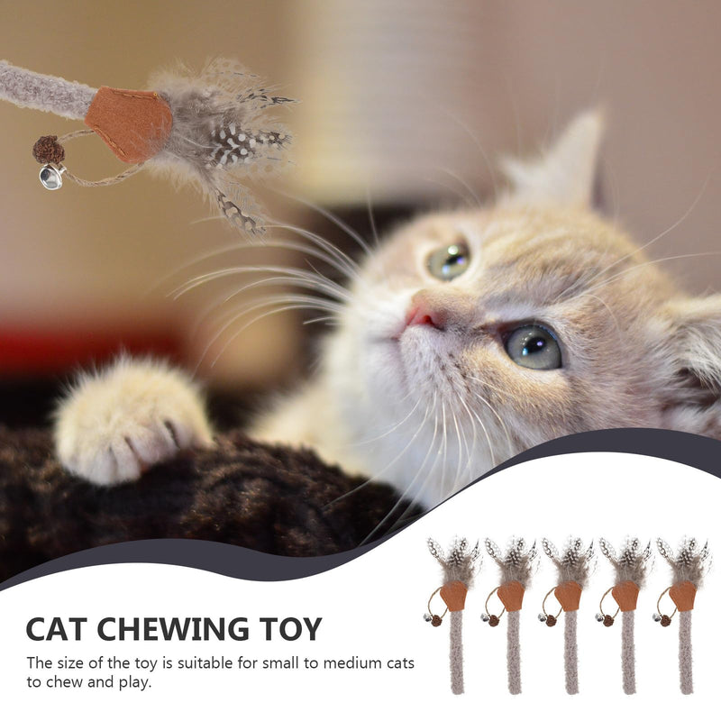 Hemobllo Cat Chew Toys for Small to Medium Sized Cats for Dental and Gum Cleaning, 5 Pieces, Made of Plush and Wood, for Playing and Chewing