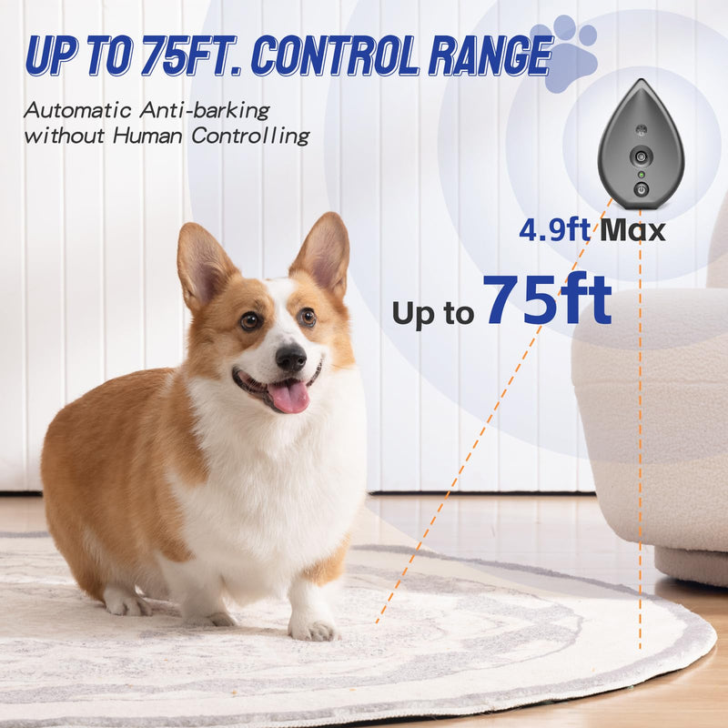 Anti Barking Device for Dogs, Ultrasonic Dog Bark Deterrent Devices, Rechargeable Bark Box,3 Modes Dog Barking Deterrent Devices Indoor & Outdoor, Dog Barking Stopper Long Range up to 75ft(Gray) Gray Anti Barking Device
