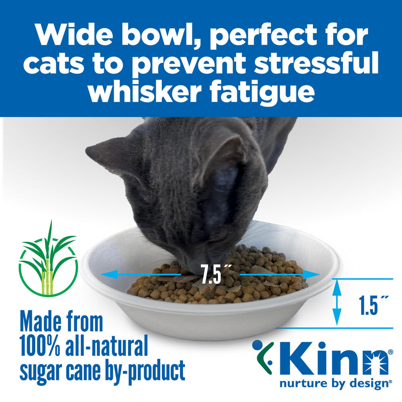Kinn Whisker Fatigue Cat Bowl Compostable & Disposable for Food or Water, 24oz (50 Refills), Whisker Friendly Cat Dish for Owners Needing Convenience and Cleanliness in a Pet Saucer 24oz (50 Refills) - PawsPlanet Australia