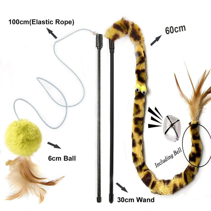 Cat Toys for Indoor Toys,Rainbow Cat Wand Toys,Feather Flips Plush Ball Cat Toys,Interactive Feather Toy for Teaser Play and Chase Exercise with Kitten 6 Pack pack 6 - PawsPlanet Australia