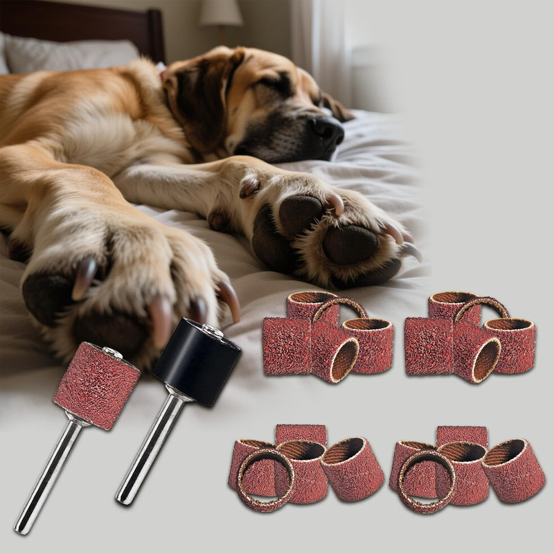 22-Pack Pet Nail Grinder Replacement Kit - Sanding Bands for Dogs & Cats -1/2" Black Grinding Drums Claw Care, Compatible with All Major Pet Grinders (80 & 120 Grit) 80 & 120 Grit - PawsPlanet Australia