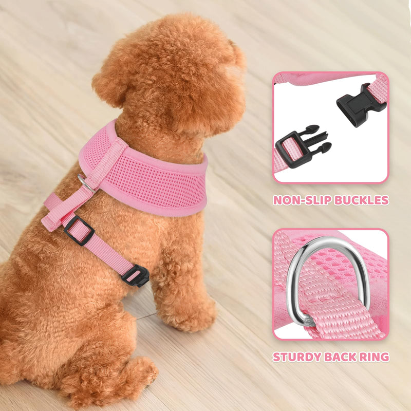 Magshion Dog Vest Harness with Adjustable Chest for Small Dog, Breathable Mesh Padded Pet Harness with with Buckles & Back D-Rings, Pet Supplies for Walking Training, No Pull No Choke, Pink, S - PawsPlanet Australia