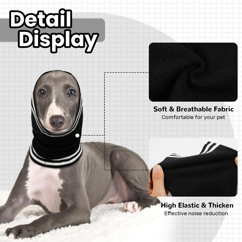 Nanaki Dog Ear Covers for Noise Bath No Flap Ear Wraps for Dogs Hematoma Dog Fireworks Anxiety Relief Calming Hoodie Dog Grooming Ear Cover Dog Head Wrap Force Drying Thunderstorm Quiet Ears for Dogs M(Head Circumference: 11.8"-20.1") Black - PawsPlanet Australia