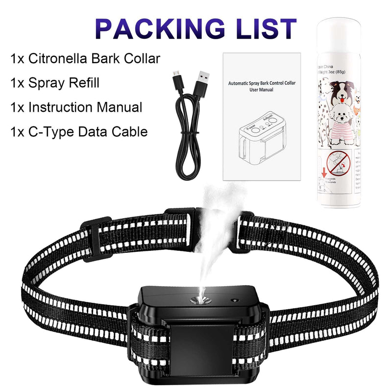 Citronella Bark Collar [1*Spray Refill] Citronella Spray Dog Collar for Dogs Level 2 Sensitivity Adjustable Spray Collar, Safer Spray Training Dog Collar Suitable for All Types of Dogs Black - PawsPlanet Australia