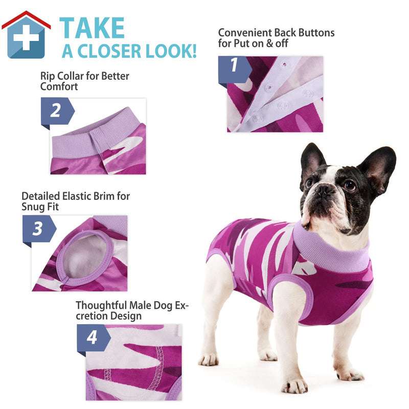 KOESON Dog Recovery Suit, Soft Dog Surgery Suit Female Spay Pet Onesie, Anti Licking Male Recovery Suit for Dogs After Surgery, Dog Cone Alternative Surgical Suit for Dogs Purple Camo XL X-Large Purple Camouflage - PawsPlanet Australia