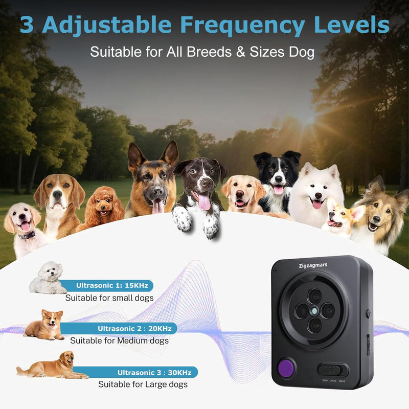 Anti Barking Devices, No Need App, Instant Use - 3 Modes Ultrasonic Bark Box, Dog Bark Deterrent Devices, Dog Barking Stopper with 33ft Range, Barking Control Device for Dogs Training Indoor/Outdoor