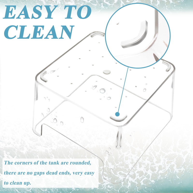 2 Pack Hermit Crab Water Tank, Hermit Crab Cage Accessories with Climbing Ramp Hermit Crab Aquarium Salt Water Pool for Small or Medium Hermit Crab Habitat Home – Transparent - PawsPlanet Australia