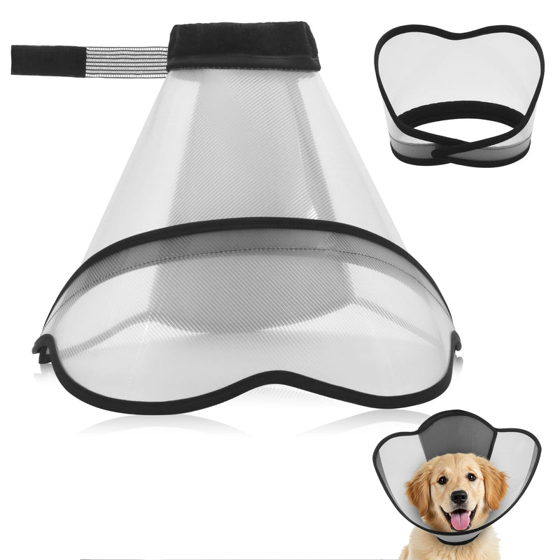 Upgraded Dog Cone Collar for Dogs After Surgery, Adjustable Dog Cone Collar for Large Medium Dogs,Breathable Elizabethan Pet Recovery Collar(Size:L) Plastic L (Neck Circumference: 13.7"-18")