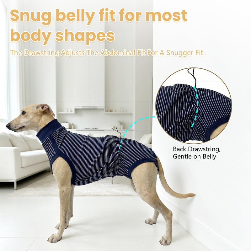 Dog Recovery Suit,Recovery Suit for After Surgery Male/Female Dogs,Cone E-Collar Alternative Pet Vest,Anti-Licking Navy blue stripe XXS