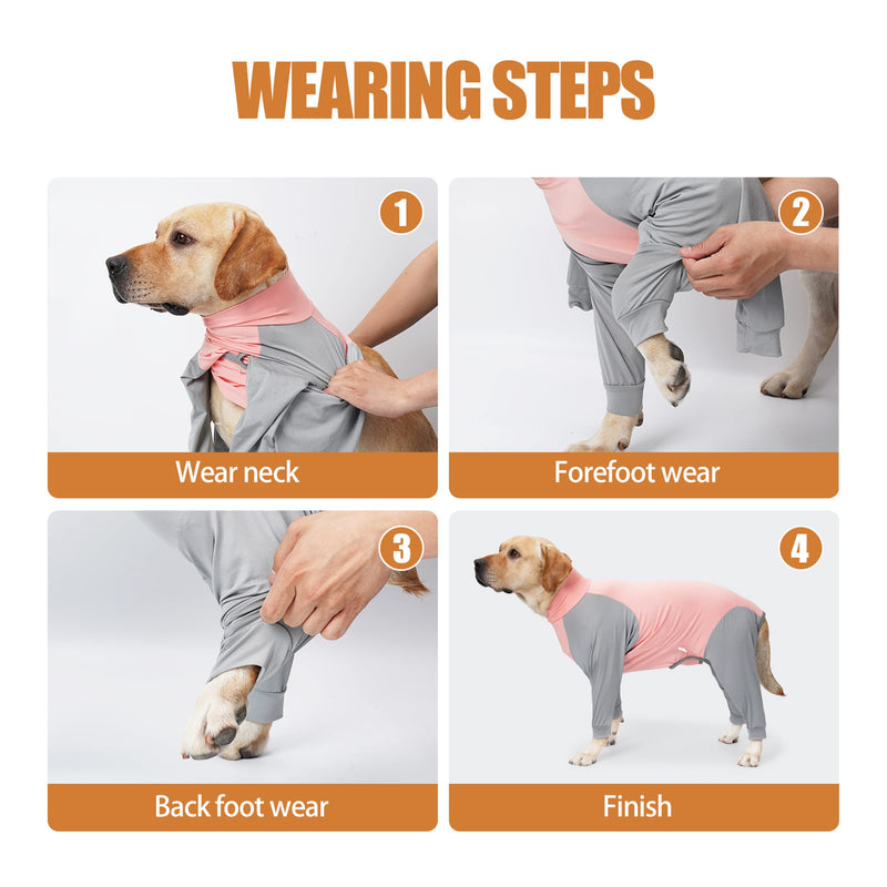 Dog Recovery Suit, Abdominal Wound After Surgery Wear, Prevent Licking Wounds, E-Collar & Cone Alternatives, Long Sleeve Postoperative Shirts Dog Pajamas Prevent Shedding(XL, Pink) XL - PawsPlanet Australia