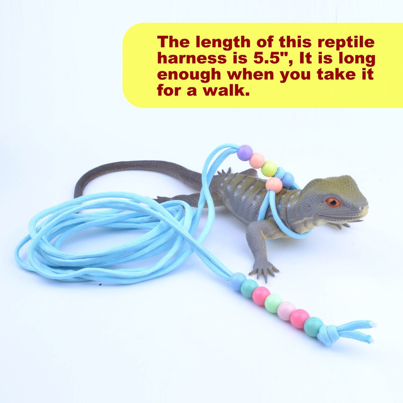 Adjustable Reptile Training Lead Harness Leash Nylon Rope for lizard Crested Gecko Chameleon Guinea Pig ferrets Hamster Rats (Fluorescence) Fluorescence