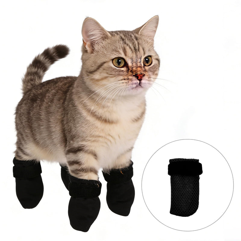 PRETYZOOM 4-Pack Anti-Scratch Cat Shoes Made of Polyester, Adjustable Paw Boots for Cats, Breathable Anti-Scratch Socks for Medication and Grooming